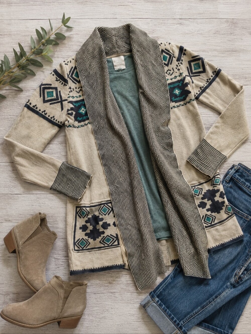 Between Me & You Open Aztec Cardigan